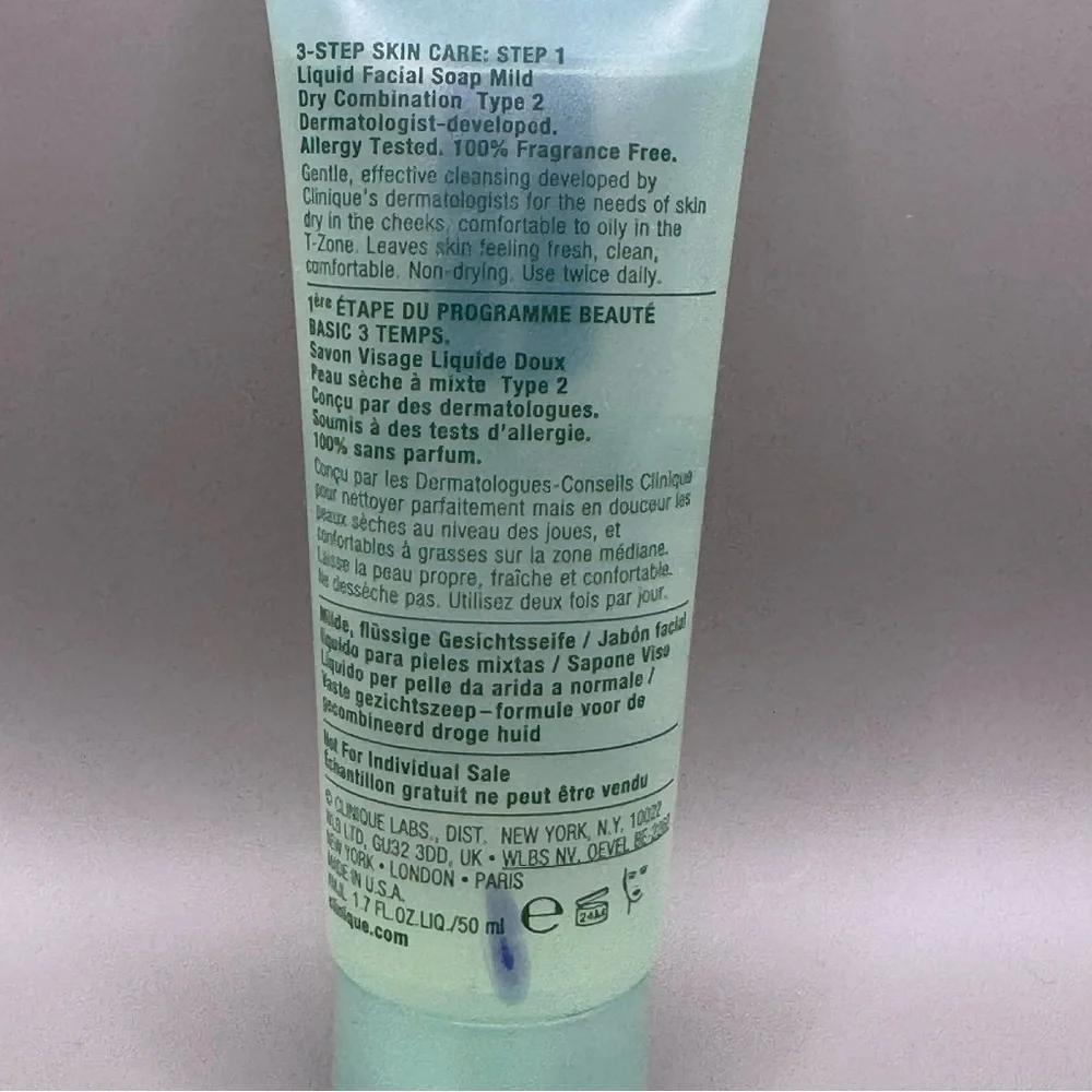 New Clinique Liquid Facial Soap Mild For Dry Combination Skin 1.7oz/50ml